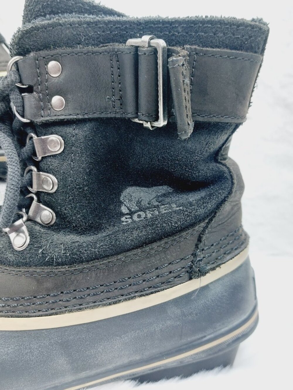 Sorel Women's Black Fancy Lace II Leather Classic Ankle Winter Boots Size 7.5 - Picture 6 of 8